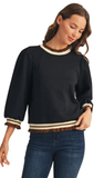 JODIFL, 3/4 Sleeve Solid Top w/ Ruffled Edging