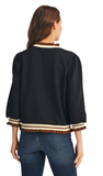 JODIFL, 3/4 Sleeve Solid Top w/ Ruffled Edging