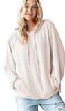 Heimish Long Puff Sleeve Ribbed Hoodie