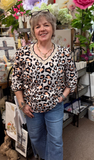 LDC Leopard Scalloped V Neck Blouse