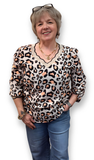 LDC Leopard Scalloped V Neck Blouse