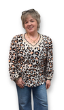 LDC Leopard Scalloped V Neck Blouse