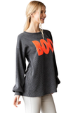 Heimish, Ribbed Sequins ‘BOO’ Top in Charcoal