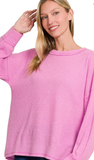 ZENANA, Brushed Hacci Ribbed Sweater, Assorted Colors