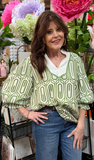 Jodifl Scallop Trim GeoPrint Top, Assorted Colors