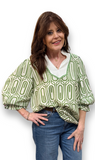 Jodifl Scallop Trim GeoPrint Top, Assorted Colors