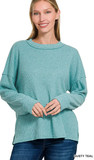 ZENANA, Brushed Hacci Ribbed Sweater, Assorted Colors