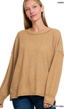 ZENANA, Brushed Hacci Ribbed Sweater, Assorted Colors