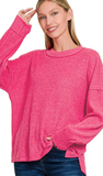 ZENANA, Brushed Hacci Ribbed Sweater, Assorted Colors