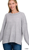 ZENANA, Brushed Hacci Ribbed Sweater, Assorted Colors
