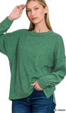 ZENANA, Brushed Hacci Ribbed Sweater, Assorted Colors