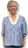 Jodifl Scallop Trim GeoPrint Top, Assorted Colors