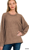 ZENANA, Brushed Hacci Ribbed Sweater, Assorted Colors