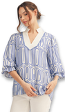 Jodifl Scallop Trim GeoPrint Top, Assorted Colors