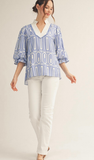 Jodifl Scallop Trim GeoPrint Top, Assorted Colors
