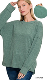 ZENANA, Brushed Hacci Ribbed Sweater, Assorted Colors