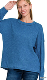 ZENANA, Brushed Hacci Ribbed Sweater, Assorted Colors