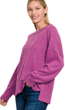 ZENANA, Brushed Hacci Ribbed Sweater, Assorted Colors