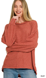 ZENANA, Brushed Hacci Ribbed Sweater, Assorted Colors
