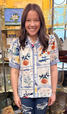 Jodifl Floral Print Button Up Top, Assorted Colors