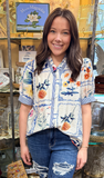 Jodifl Floral Print Button Up Top, Assorted Colors