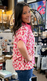 Jodifl Pink Print Button Up Top