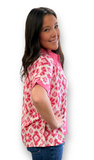 Jodifl Pink Print Button Up Top