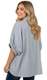 HEIMISH Striped Oversized Split Neck Top