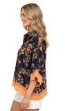 HEIMISH Paisley Button Blouse with Scallop Hem