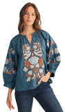 Jodifl Baroque Appliqué Top in Teal