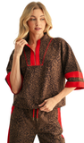 JODIFL Brown Faux Suede Leopard Set