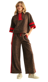 JODIFL Brown Faux Suede Leopard Set