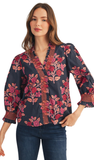 JODIFL Floral Top with Ruffles and Smocking, Assorted Colors