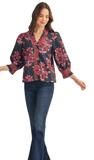 JODIFL Floral Top with Ruffles and Smocking, Assorted Colors