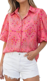 Floral Print Button Up Blouse