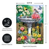 ‘Birdbath In Bloom’ Decorative Flag