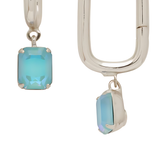 Sorrelli Octavia Rectangle Hoop Earrings in Palladium / Summer Blue Delite