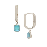 Sorrelli Octavia Rectangle Hoop Earrings in Palladium / Summer Blue Delite