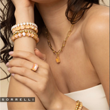 Sorrelli Nia Emerald Pendant Necklace in Peach Delite
