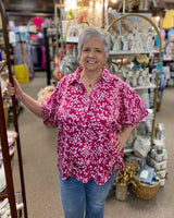 Andrée Floral Top In Magenta