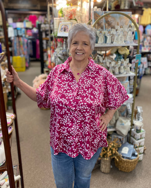 Andrée Floral Top In Magenta
