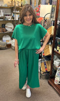 Dear Scarlett Ribbed Pants Set In Kelly Green