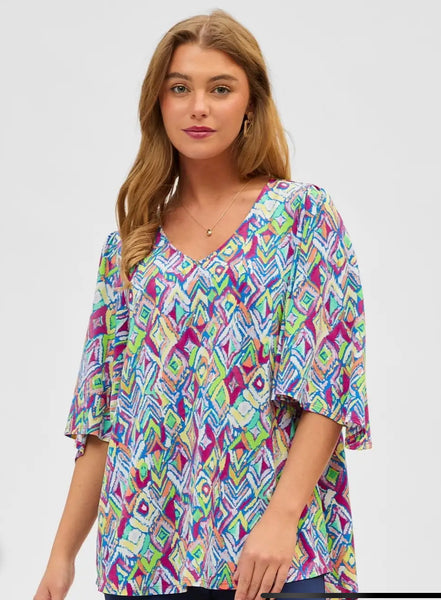 Dear Scarlett "Cali" Short Sleeve Top In Royal
