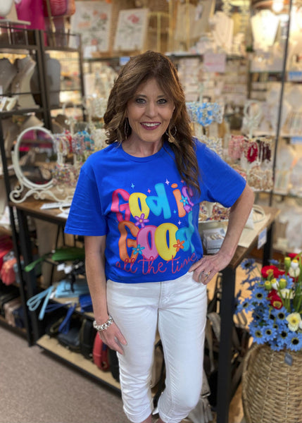 God Is Good All The Time” T-Shirt In Royal Blue
