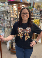 Leopard Bow T-Shirt In Black