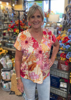 Jodifl Floral Front Pleat Top