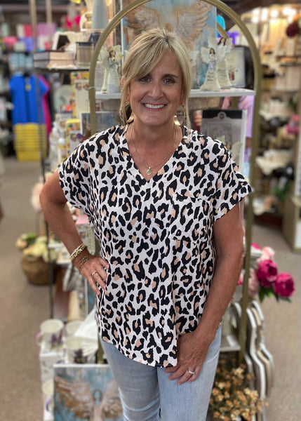 Jodifl Animal Print V-Neck Top