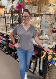 Ribbed V-Neck Top, Assorted Colors