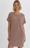 Entro Ribbed Dress in Acorn