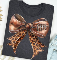 Leopard Football Bow  T-Shirt In Graphite